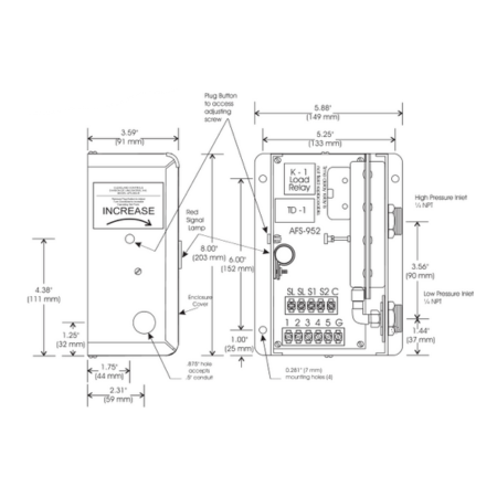 Cleveland Controls AFS-952-B Air Pressure Sensing Switch Illustration
