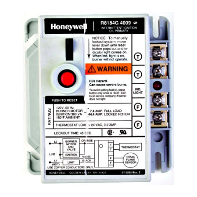 Honeywell R8184G4074 Protectorelay Oil Burner Control with 30 second safety timing